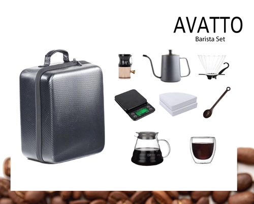Avatto Barista Set 8'li Kahve Aksesuar Seti Karbon Taşıma Çantası