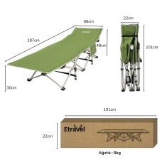Etravel CR-1188  Katlanabilir Şezlong Kamp Yatağı Plaj Yatağı Kampet Yeşil